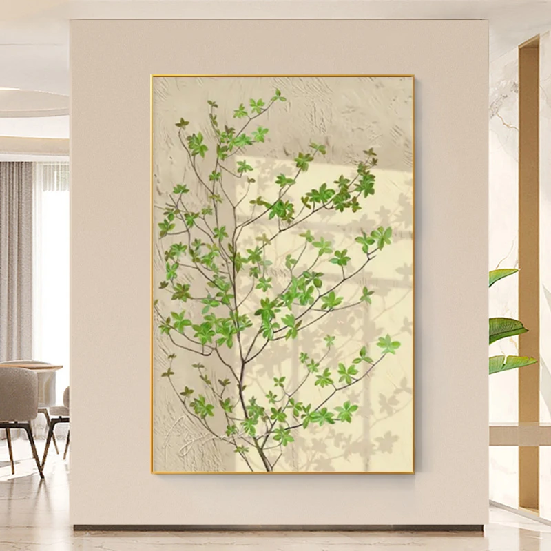 原木风客厅装饰画小清新绿植玄关挂画沙发背景墙壁画餐厅民宿竖画