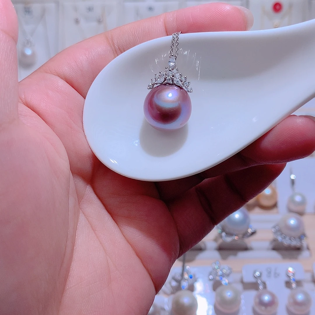 吊坠(赠链)银S925镶嵌淡水珍珠CC有瑕疵14.5mm