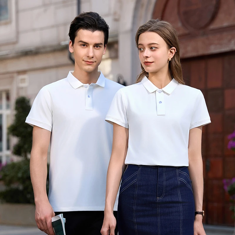 7A抗菌亲肤透气新疆精梳棉立体门襟双扣翻领男女同款Polo衫1110