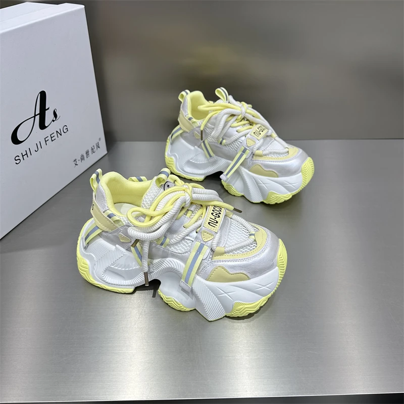 女士女鞋时尚百搭夏季透气春季网红春夏厚底网面系带舒适潮流潮鞋