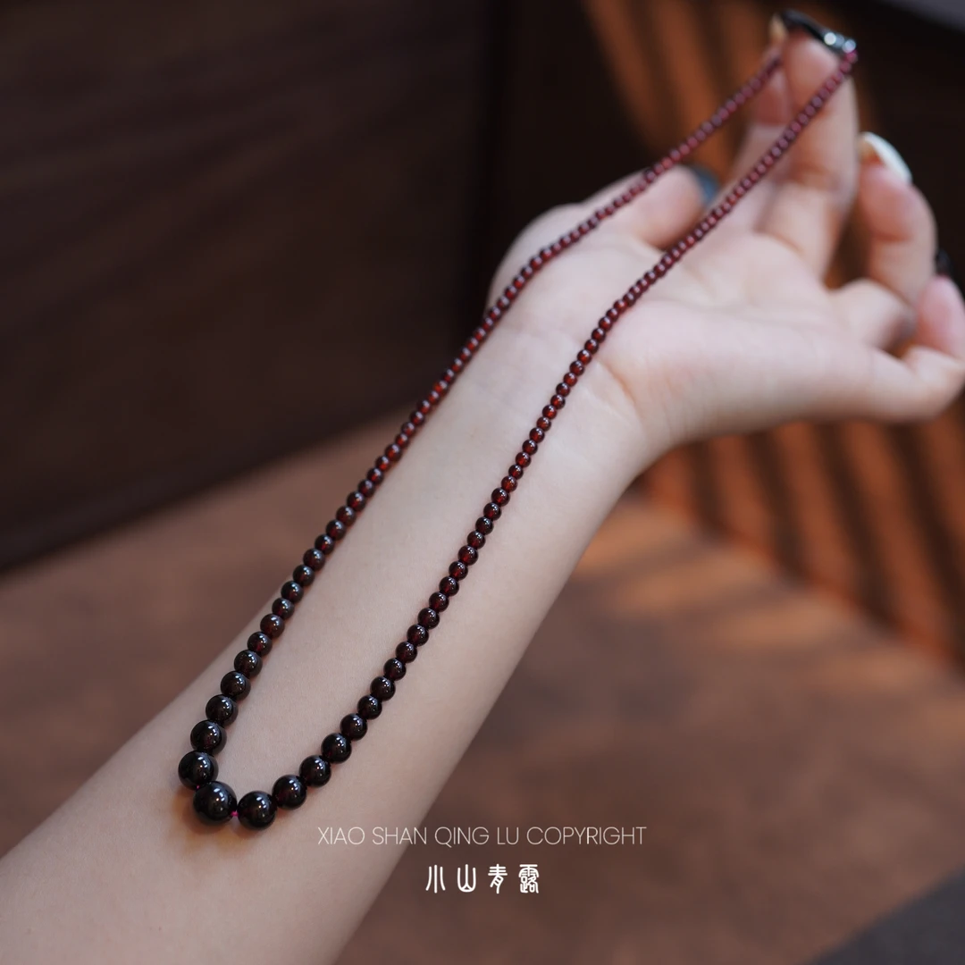 【XY454】石榴石塔链 长度46cm 珠子3-9mm