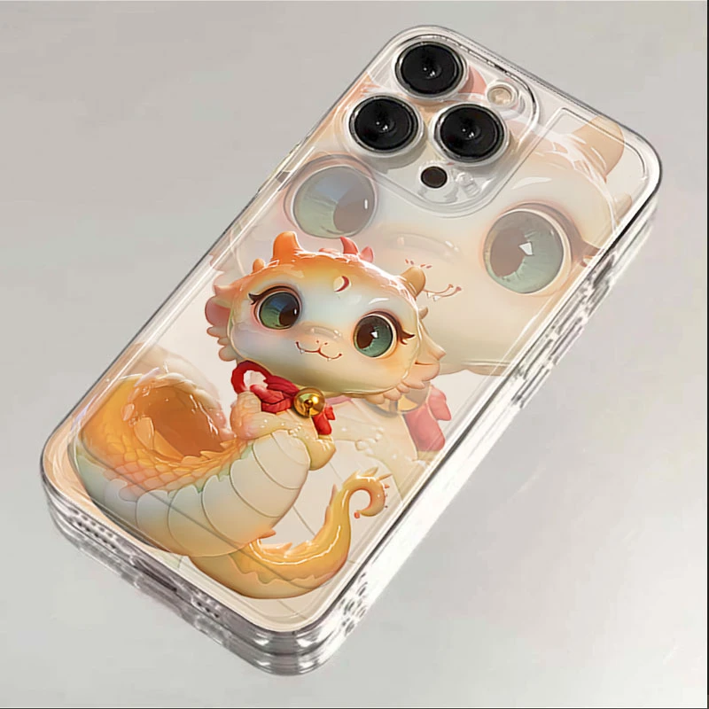 新年小蛇适用iphone16/15promax手机壳苹果13/12透明14卡通11XR