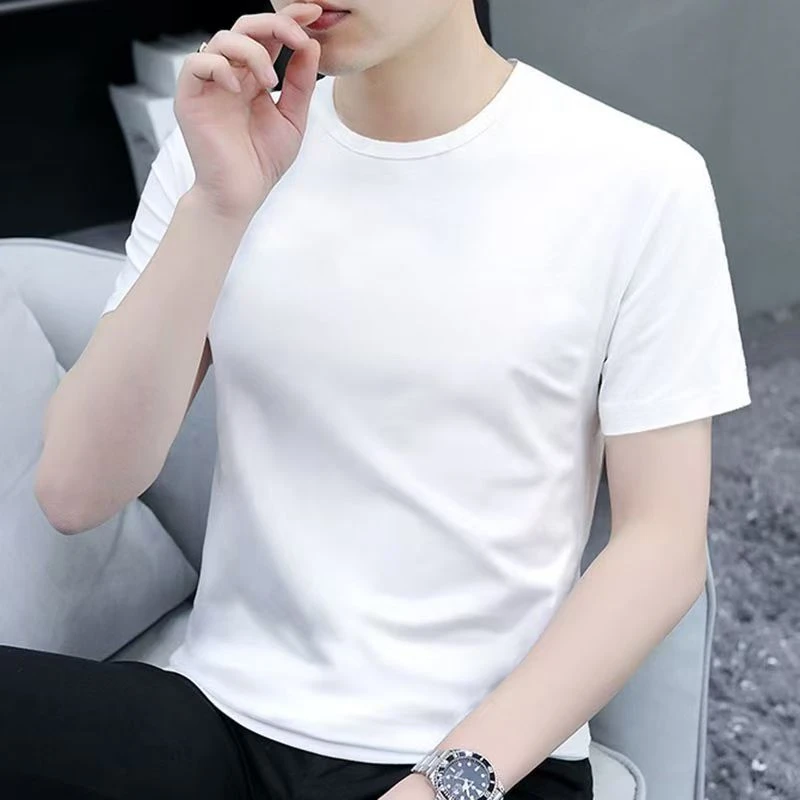 无标纯色短袖圆领不起球短袖T恤夏季运动半袖休闲T恤