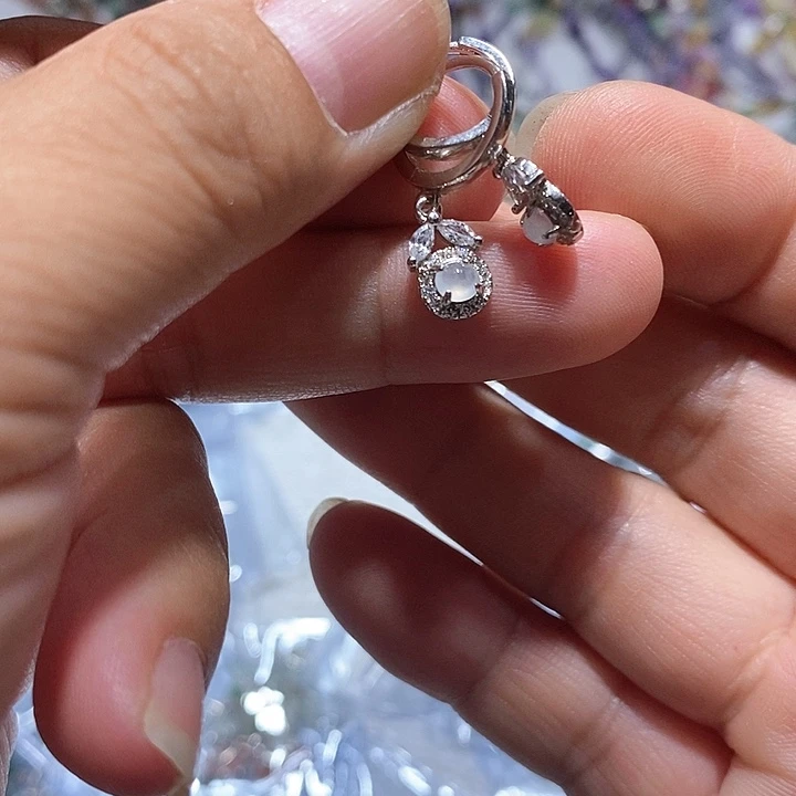 银S925镶嵌翡翠耳饰
