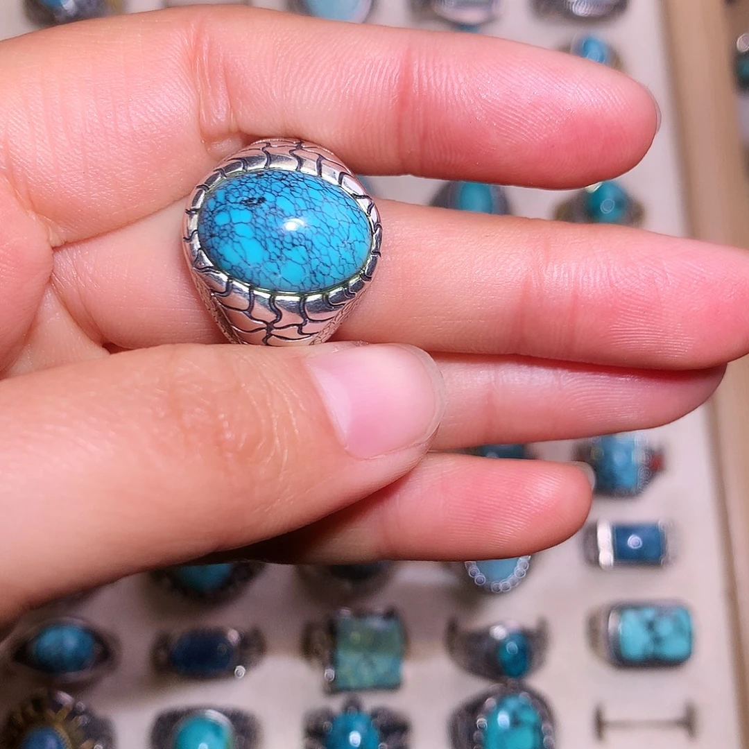 沉***默绿松石银S925镶嵌戒指