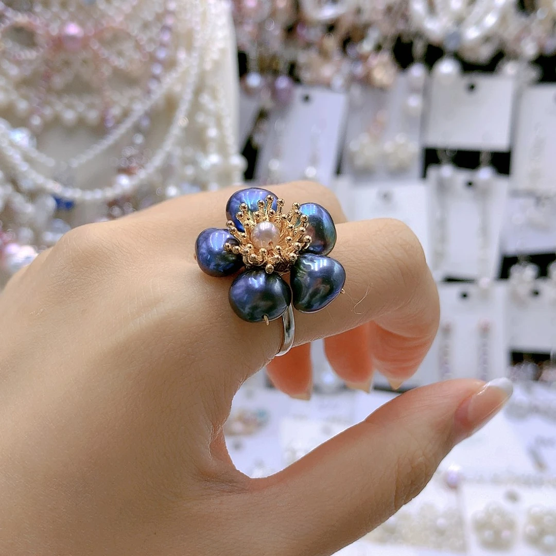 银S925镶嵌耳饰淡水珍珠