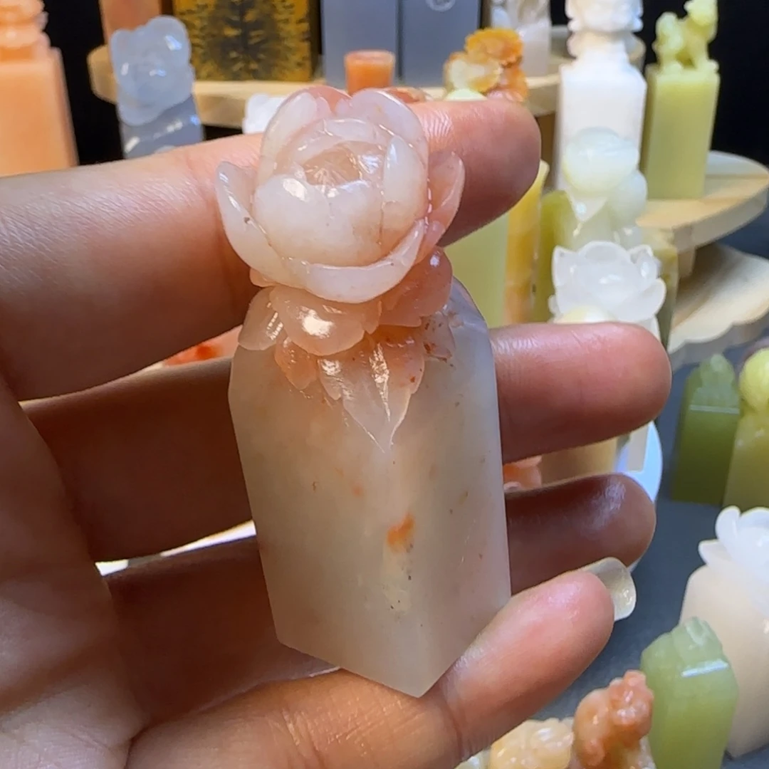 老挝印石石牡丹花