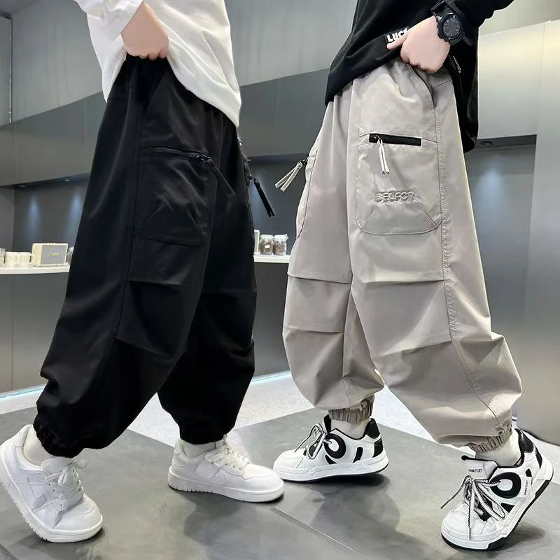 男童裤子2025春秋新中大童酷帅男孩时髦休闲束脚裤儿童洋气工装裤