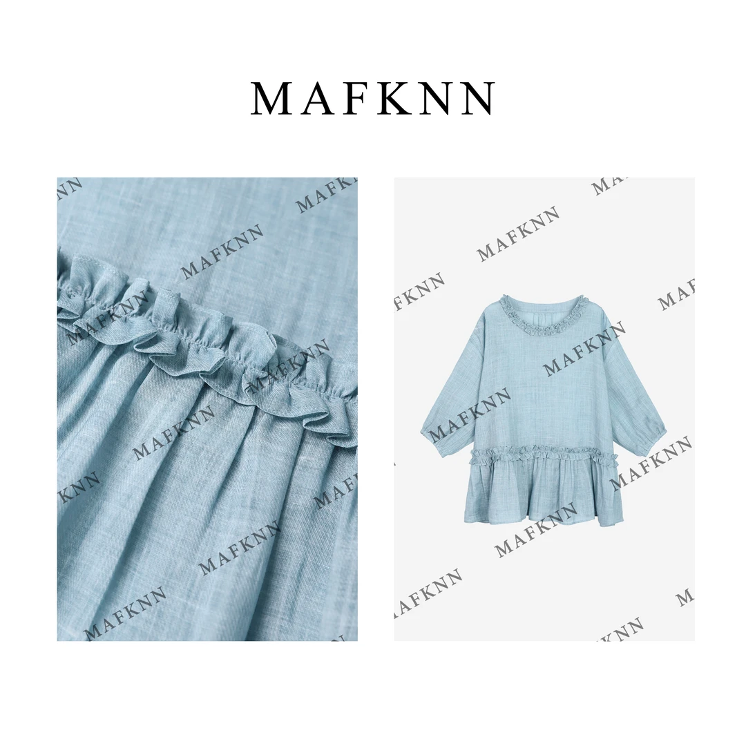 MAFKNN/玛肯时尚休闲简约纯色百搭圆领夏季小衫上衣MK12413