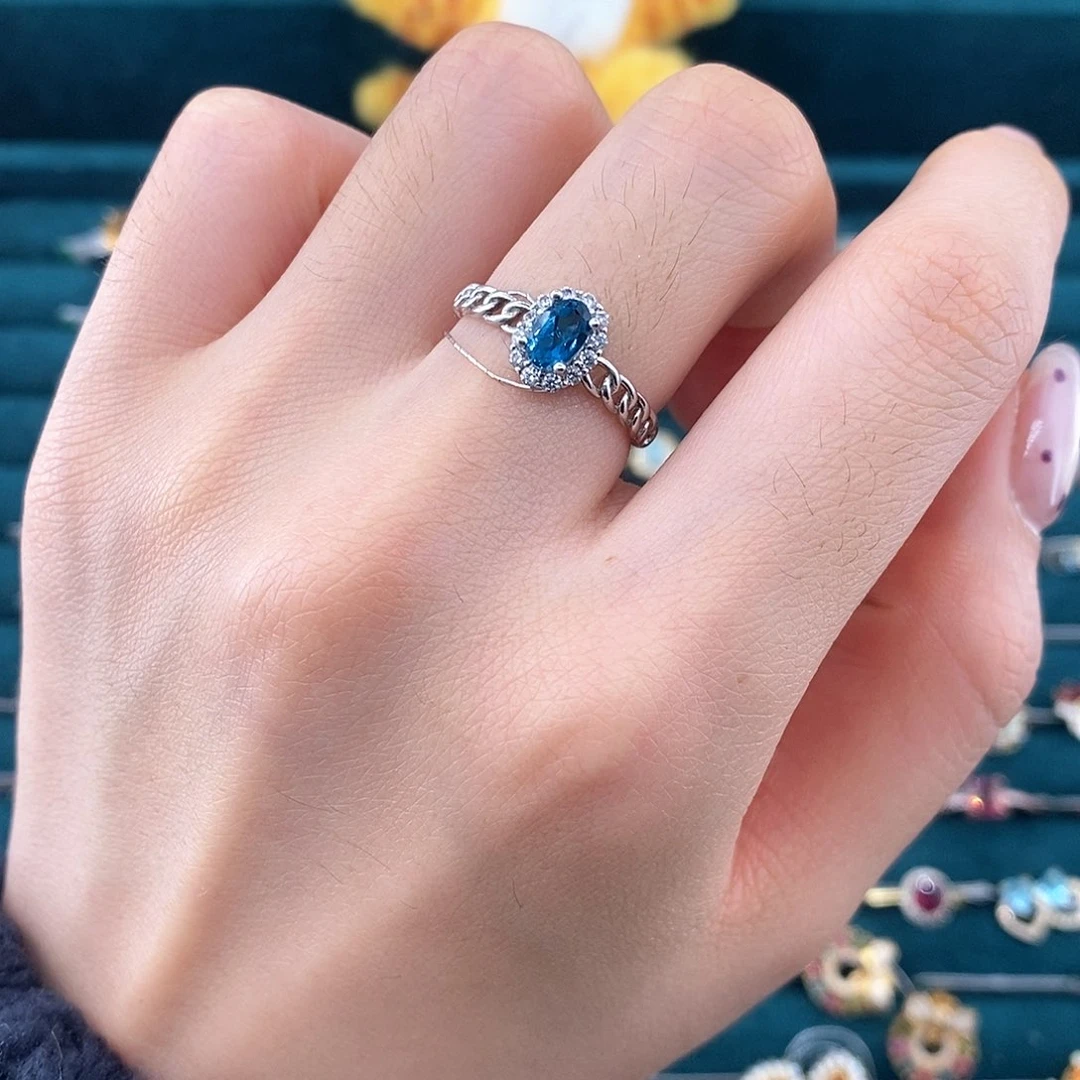 银S925镶嵌戒指托帕石托帕石戒指