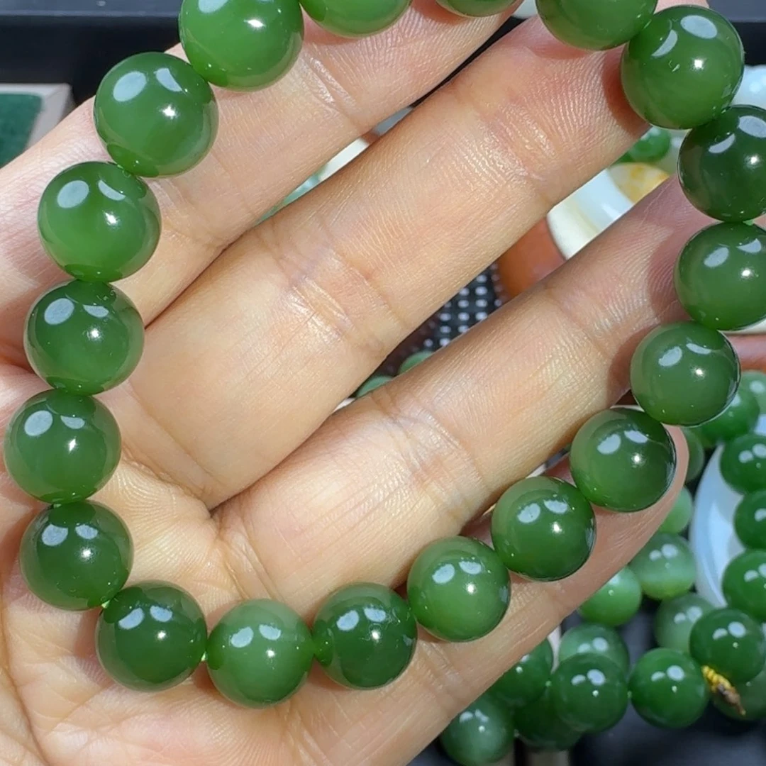 【闪购商品】未镶嵌手链和田玉（碧玉）卡10菠菜绿