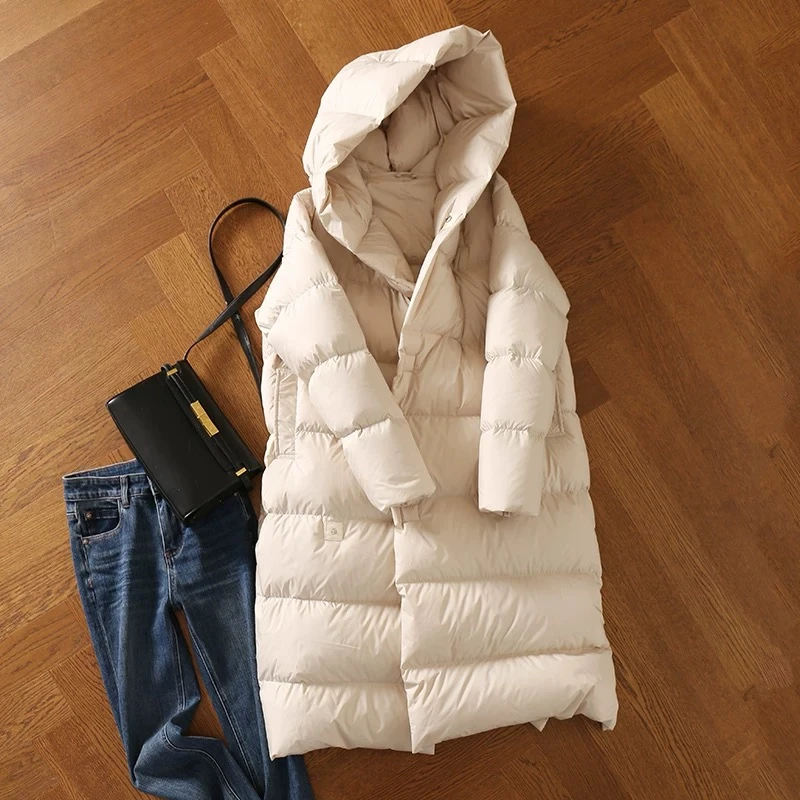 粉色女中长款2025新款小个子加厚过膝中戏学院风冬外套反季