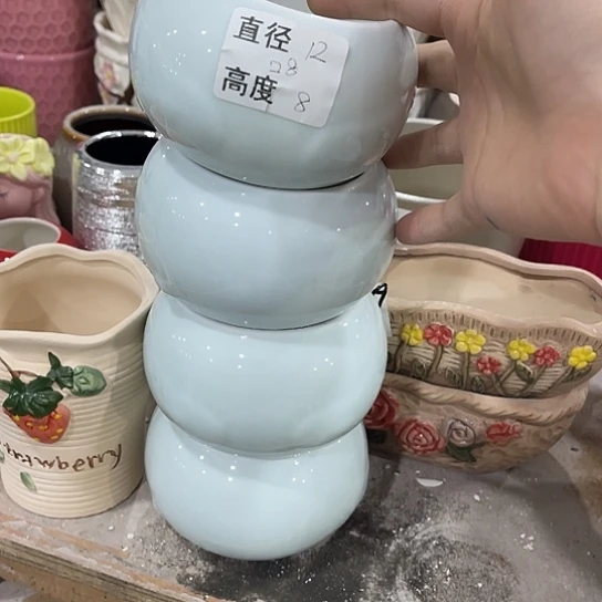 多肉绿植陶瓷花盆9.9包邮，有孔