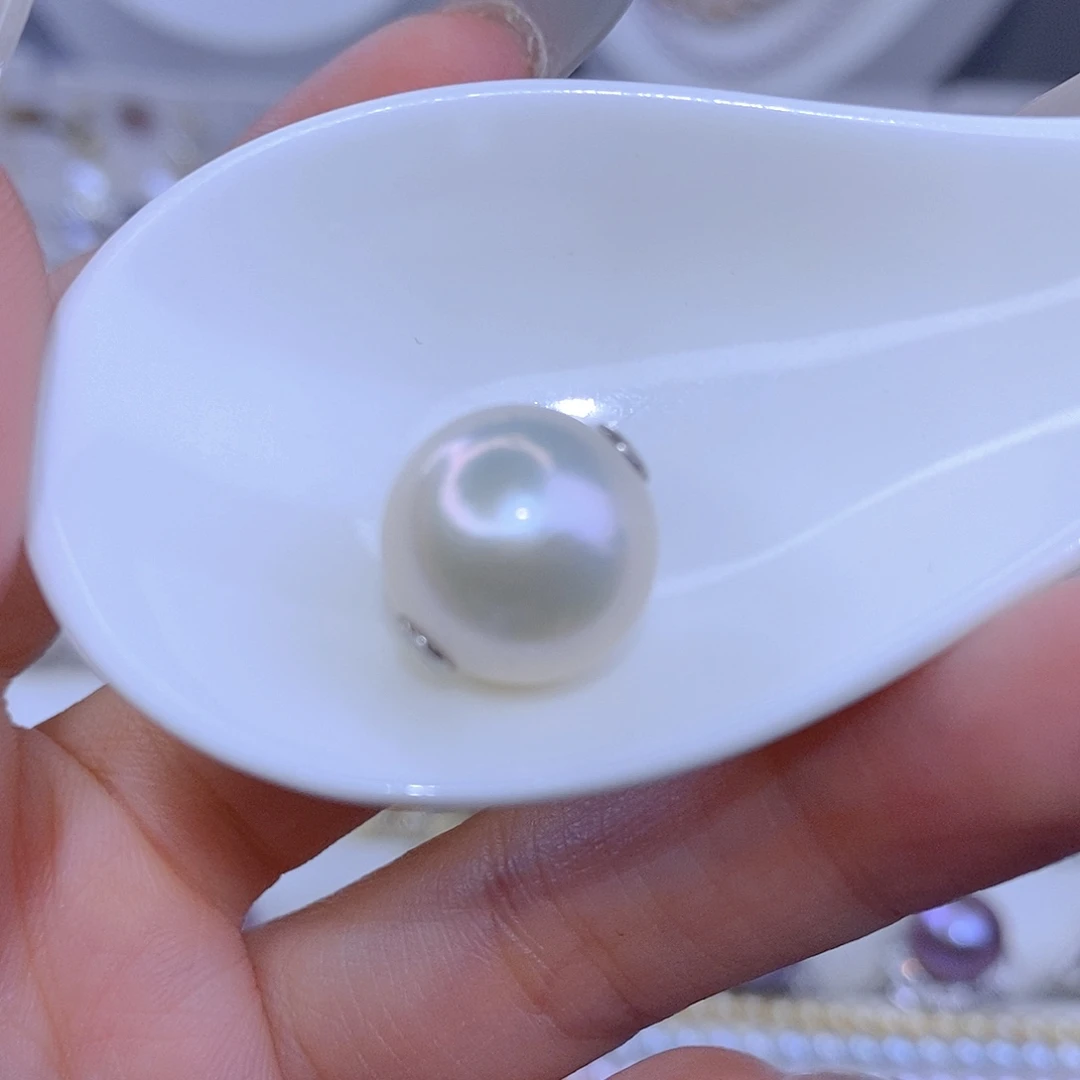 银S925镶嵌耳饰淡水珍珠13