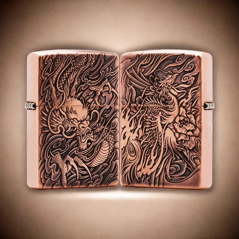 ZIPPO打火机正品/紫铜龙凤呈祥-男士收藏【凯亚】DYJ1
