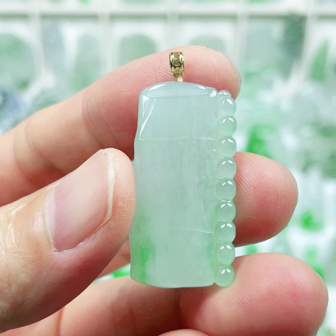 翡翠18K金镶嵌吊坠(不含链)