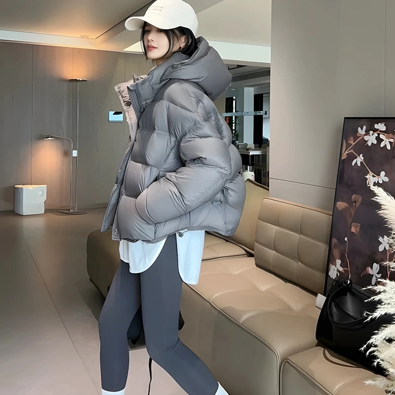 SHALLDOER【雾灰蕾语】针织拼接格雷棉服女秋冬季时髦潮流保暖外套