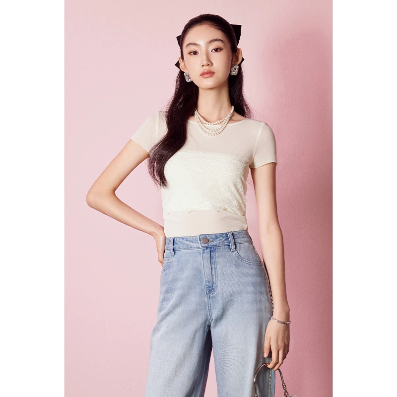 【陈大可专属】MandyZhang设计黄色圆领T恤女夏感短袖上衣