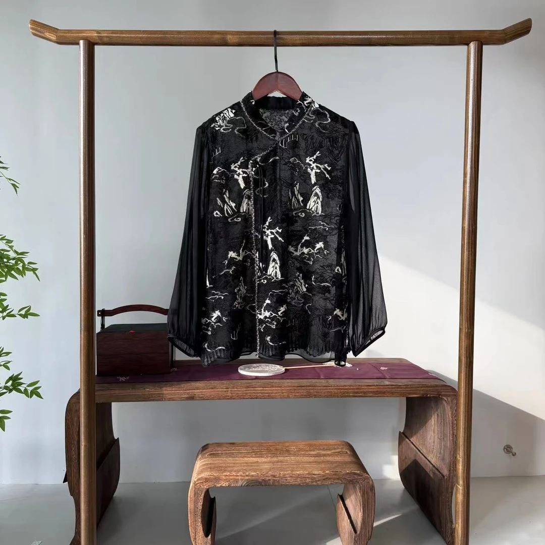 万重山！桑蚕丝重工刺绣新中式上衣！GZ4397