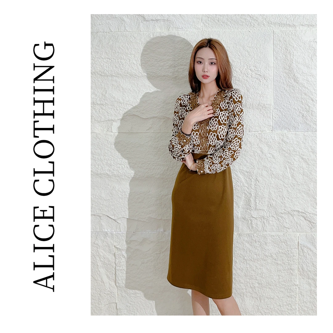 5【ALICE “卡罗曼蒂”法式连衣裙】典雅拼接 唯美植绒花 S1032262W