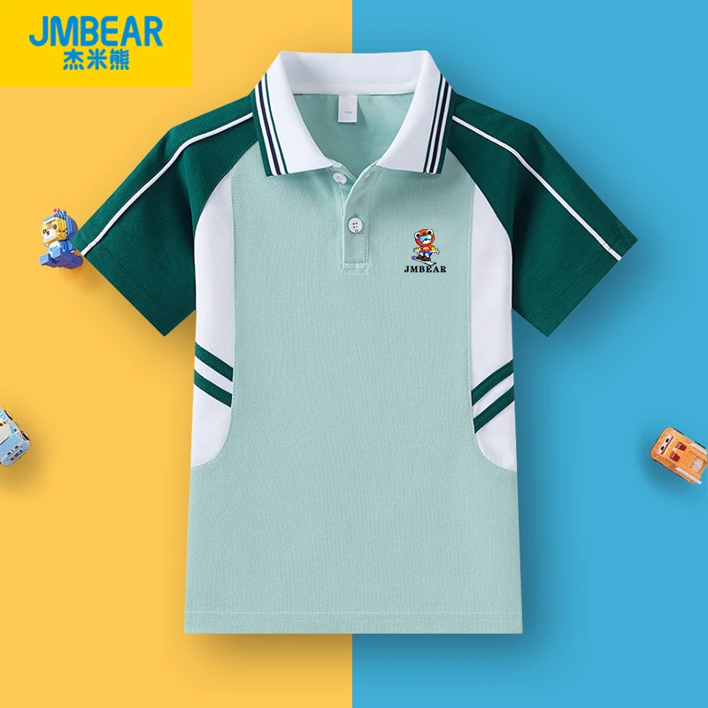 杰米熊男童短袖t恤夏季新款有领polo衫儿童中大童上衣男孩洋气潮T