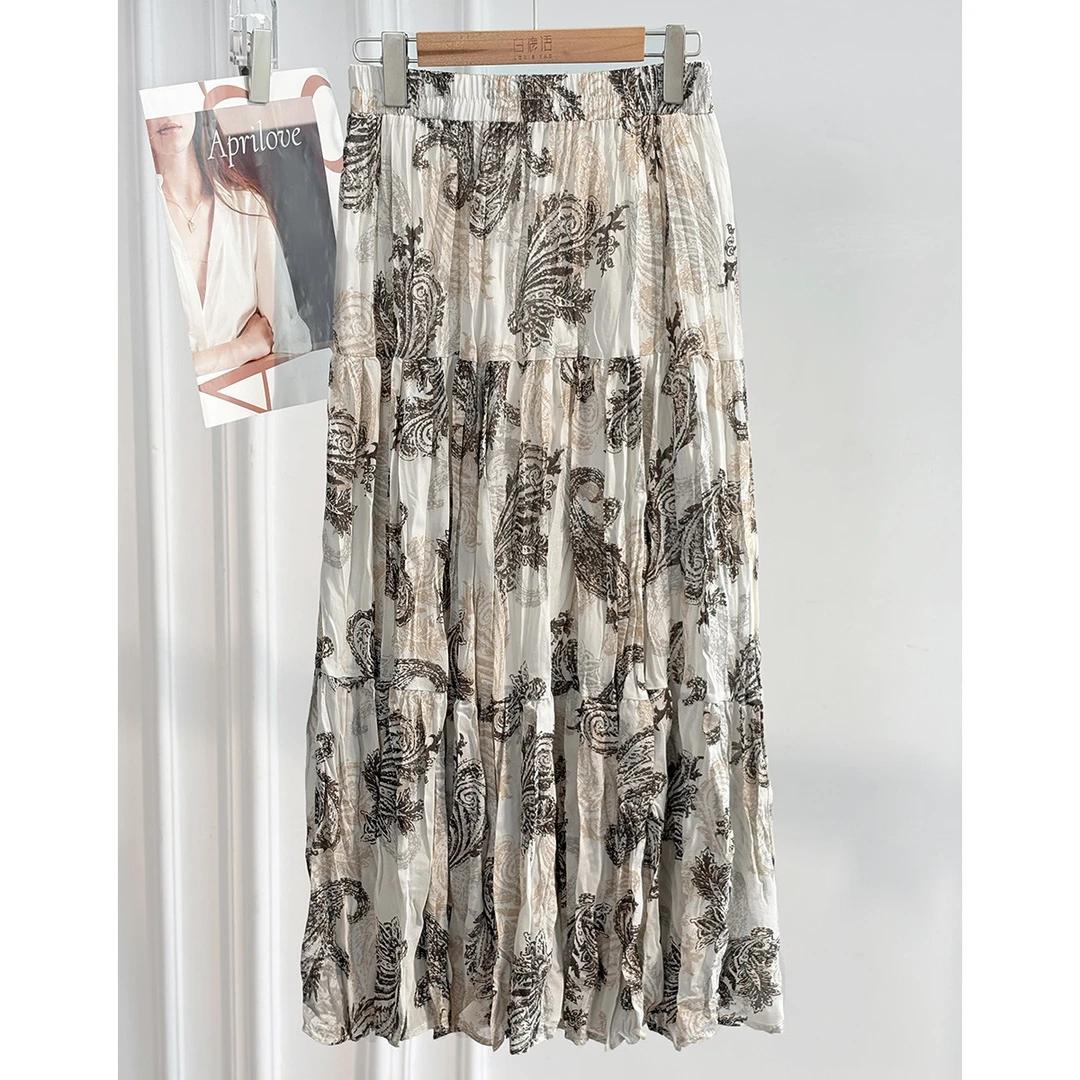 【商场同款新品】白鹿语时尚百搭显瘦高腰印花半身裙YU20595