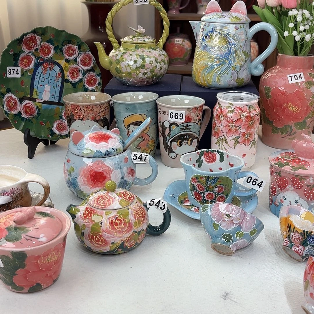 景德镇手绘高温釉下彩陶瓷茶具