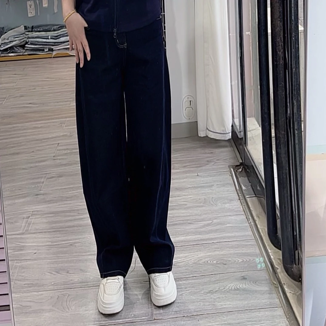 秋季新款高腰显瘦丹宁蓝四面弹弯刀牛仔裤女款爆款