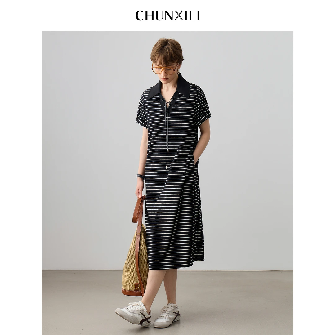 CHUNXILI/春熙里 条纹Polo连衣裙 夏季韩版休闲显瘦裙子DC0L52051