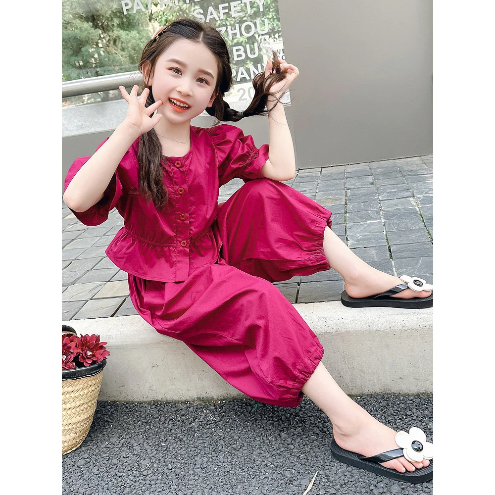 女童夏季新款时髦洋气韩版两件套儿童网红炸街裤套装中小童可爱安