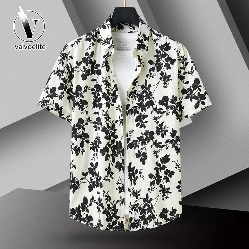 VALVOELITE小碎花衬衫男短袖夏季薄款痞帅气休闲半袖寸衫潮衬衣服