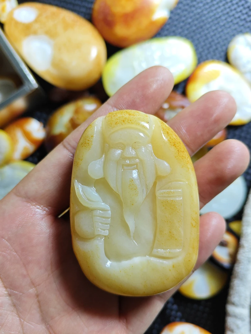 和田玉精品手把财神