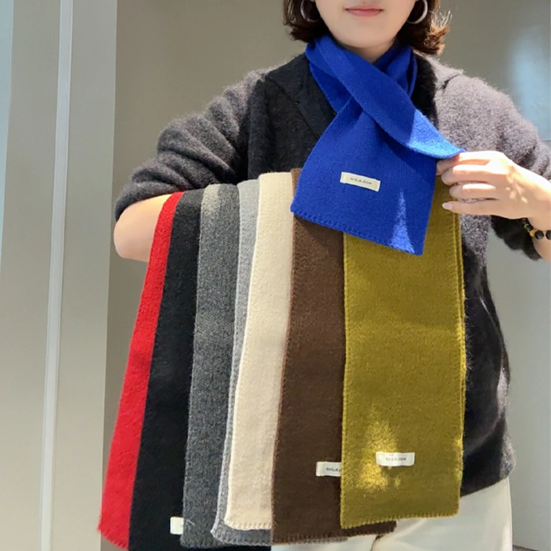 80*16cm韩系潮流交叉小围脖时尚百搭简约字母保暖围巾