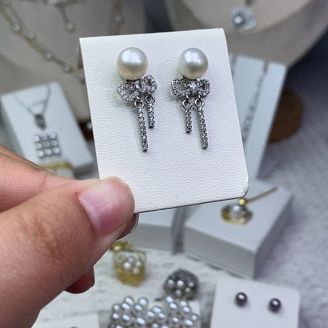 淡水珍珠耳饰银S925镶嵌