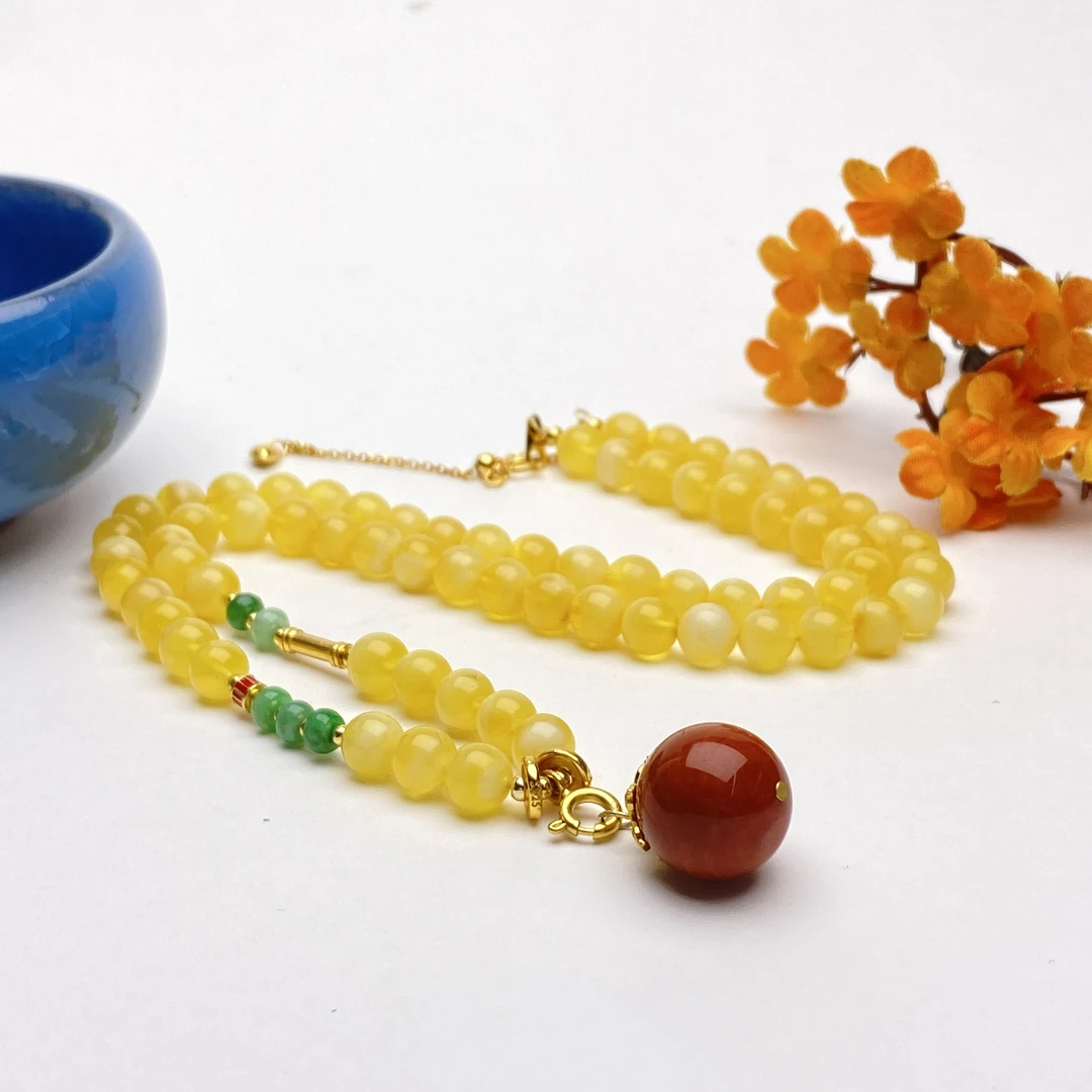 【小北好物】蜜蜡DIY项链尺寸约6mm+【多样性发一件】QH246X62