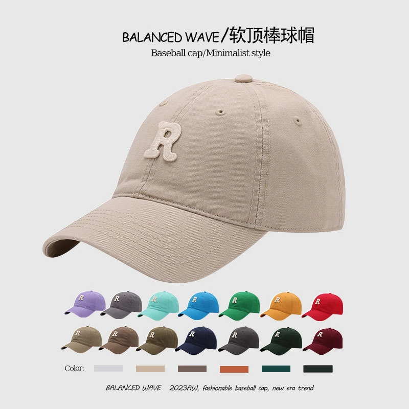 韩国R标字母刺绣大头棒球帽子感遮阳帽骑行防晒加大鸭舌帽男款