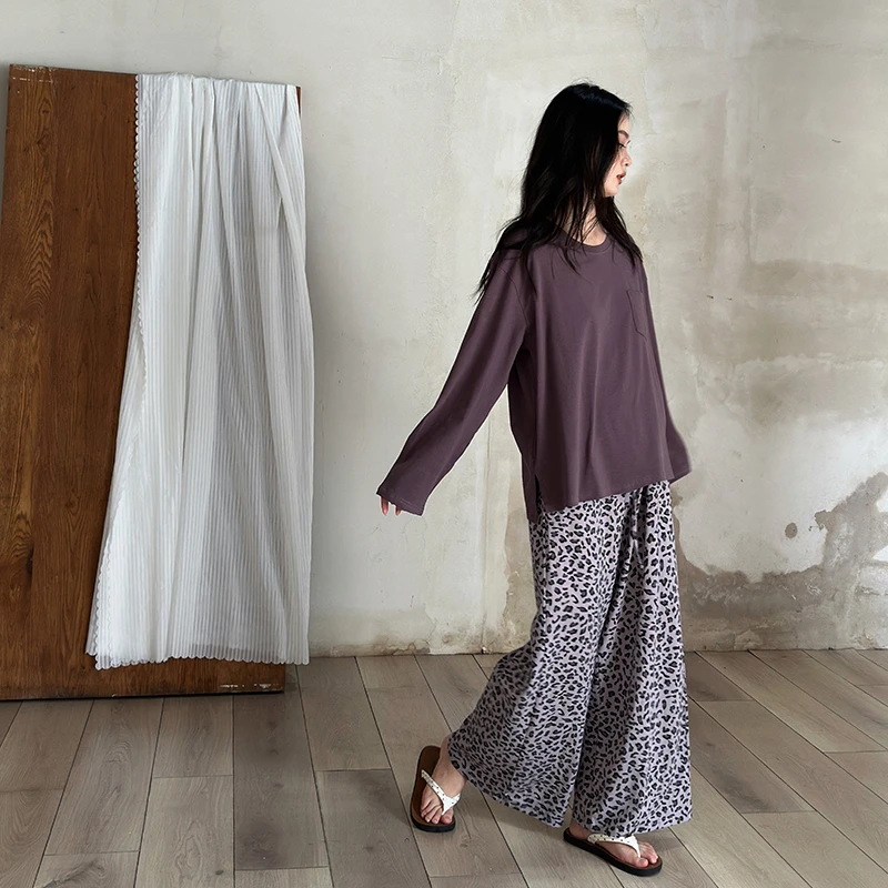 及好一体带胸垫睡衣女春秋冬季纯棉长袖长裤圆领家居服套装可外穿