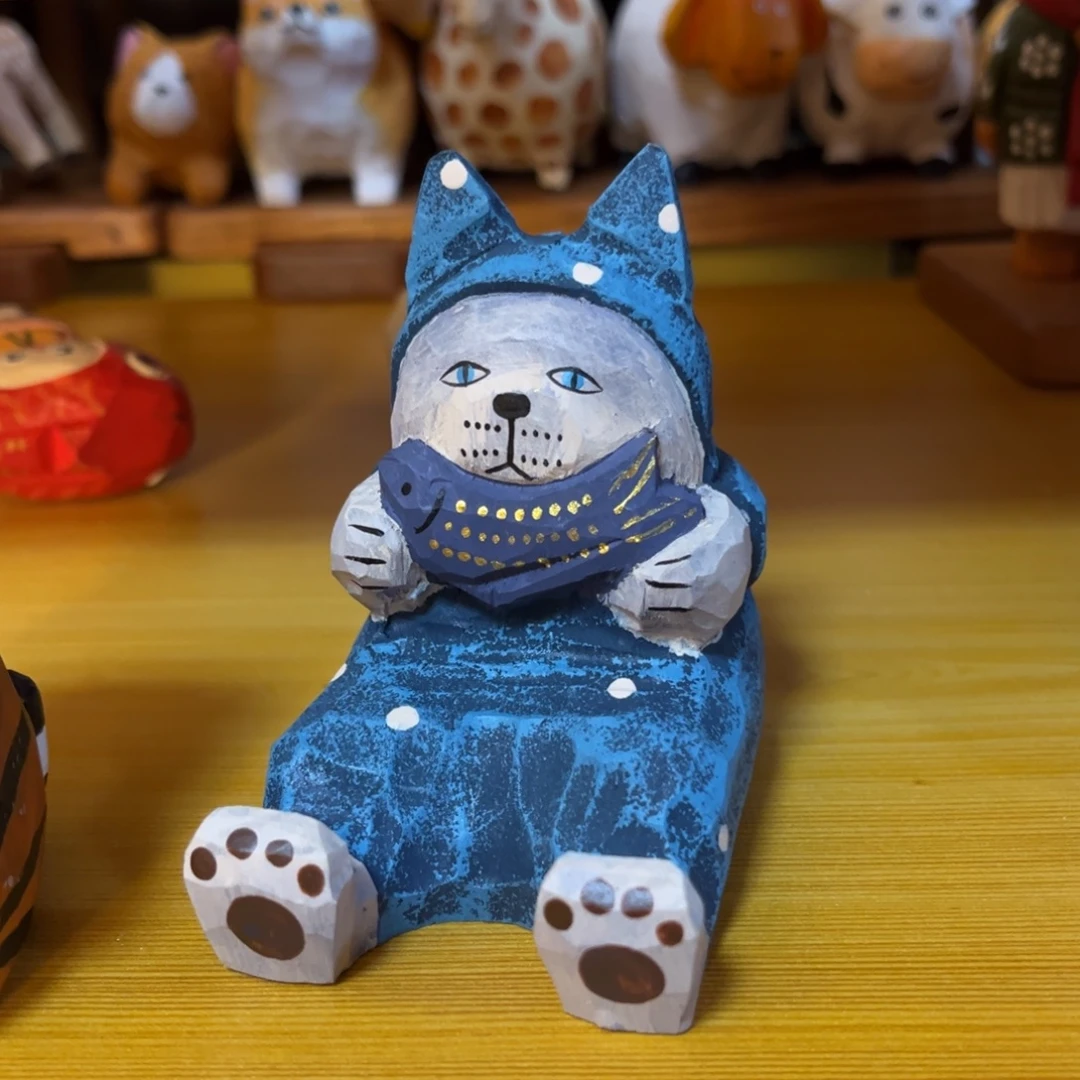 木抱鱼猫手机支架30元9999