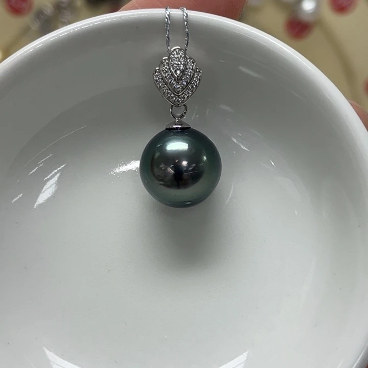 颈饰银S925镶嵌海水珍珠大溪地 13-14mm 74号