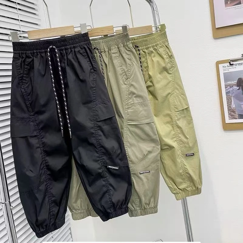 【纯棉水洗】男童夏季薄款裤子新款帅气夏休闲工装裤儿童洋气防蚊裤