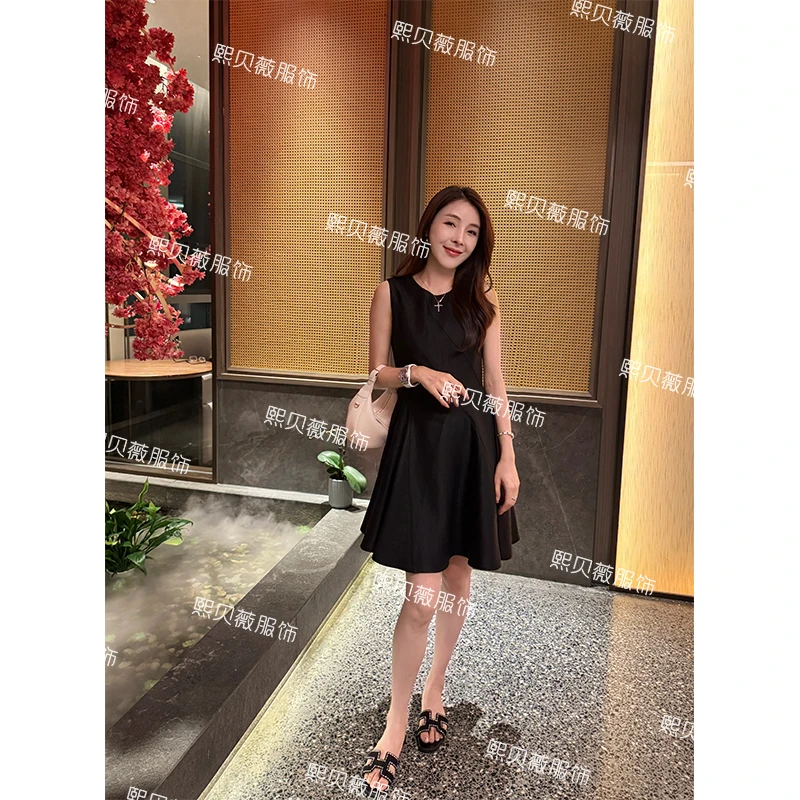 熙贝薇2  法式赫本风无袖背心裙新款高级感收腰气质连衣裙 G7916