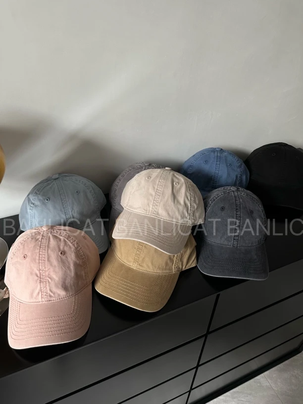 Banlicat 百搭基础 复古水洗绵纯色大头围棒球帽子男女宽檐鸭舌帽