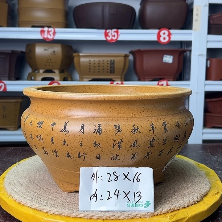 紫砂花盆蛇年大吉