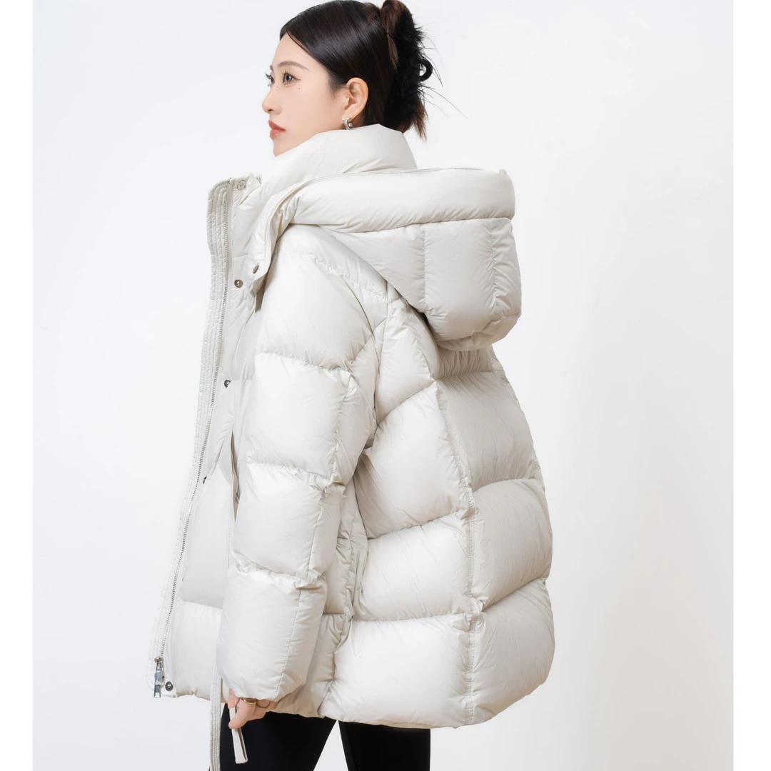 PAOFUE【95白鹅绒】新款冬季韩版宽松羽绒服女短款加厚连帽8.24