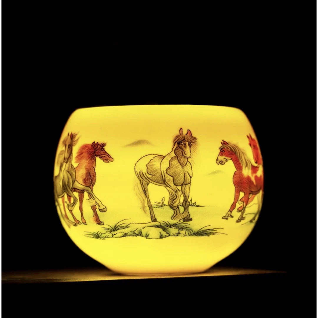 八骏图羊脂黄玉 高端茶器A