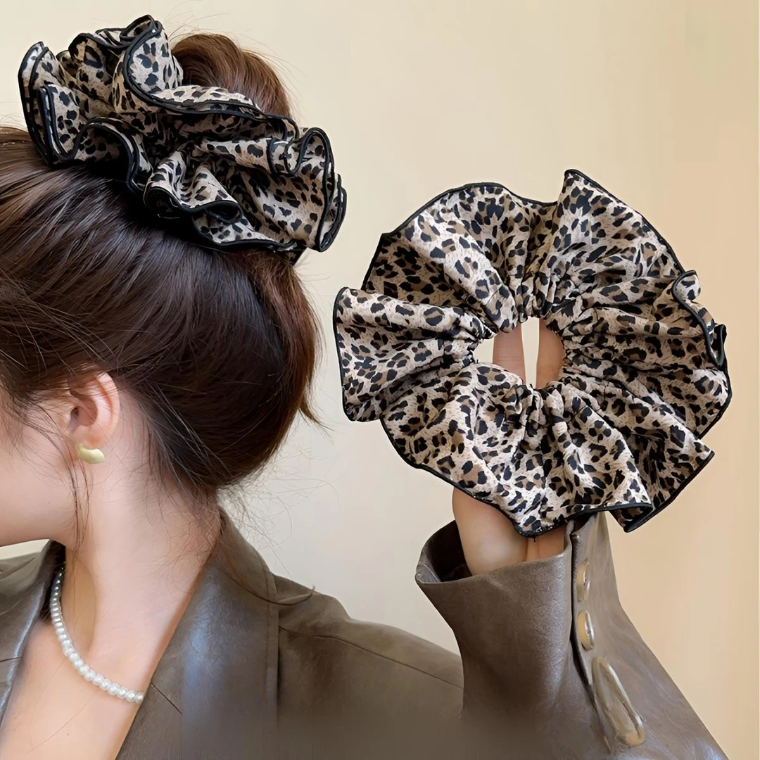 九尾狐2026秋复古豹纹大肠发圈女气质蓬松大号扎头发皮筋韩版发绳