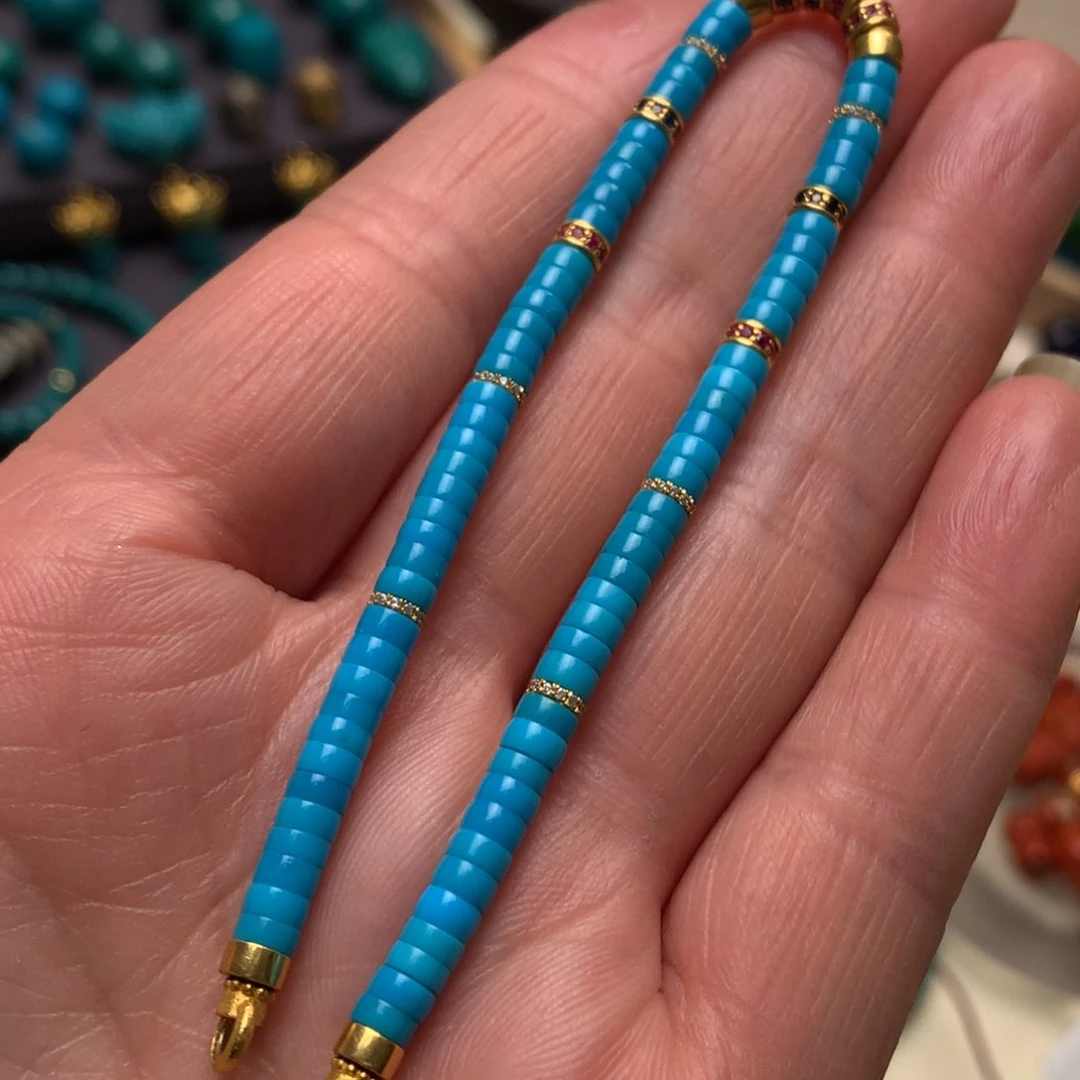 绿松石手串18K金镶嵌