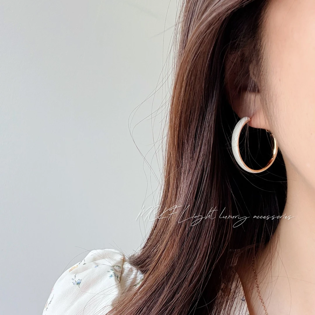 铜合金耳饰 MCK【釉面安可拉红/奶油耳圈】新款百搭时尚个性耳圈-36