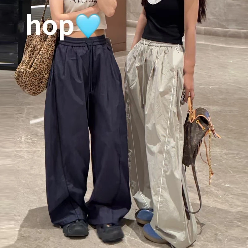 美式复古工装裤女款爆款2025新款运动宽松休闲阔腿裤时尚紫薇裤潮