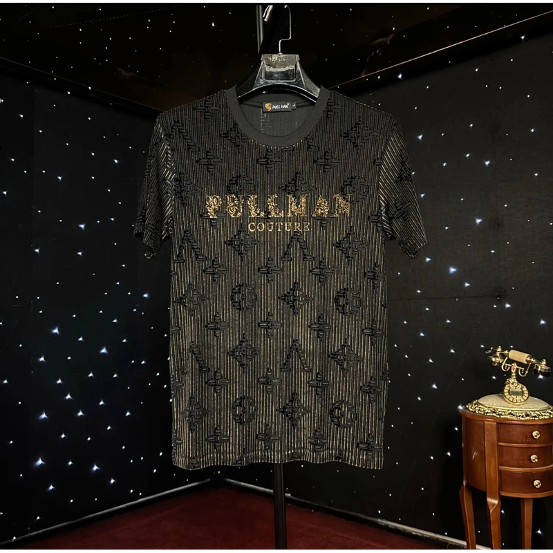 PULLMAN 金线老花 春夏款 高端男士短袖轻奢T恤 休闲PMB5011